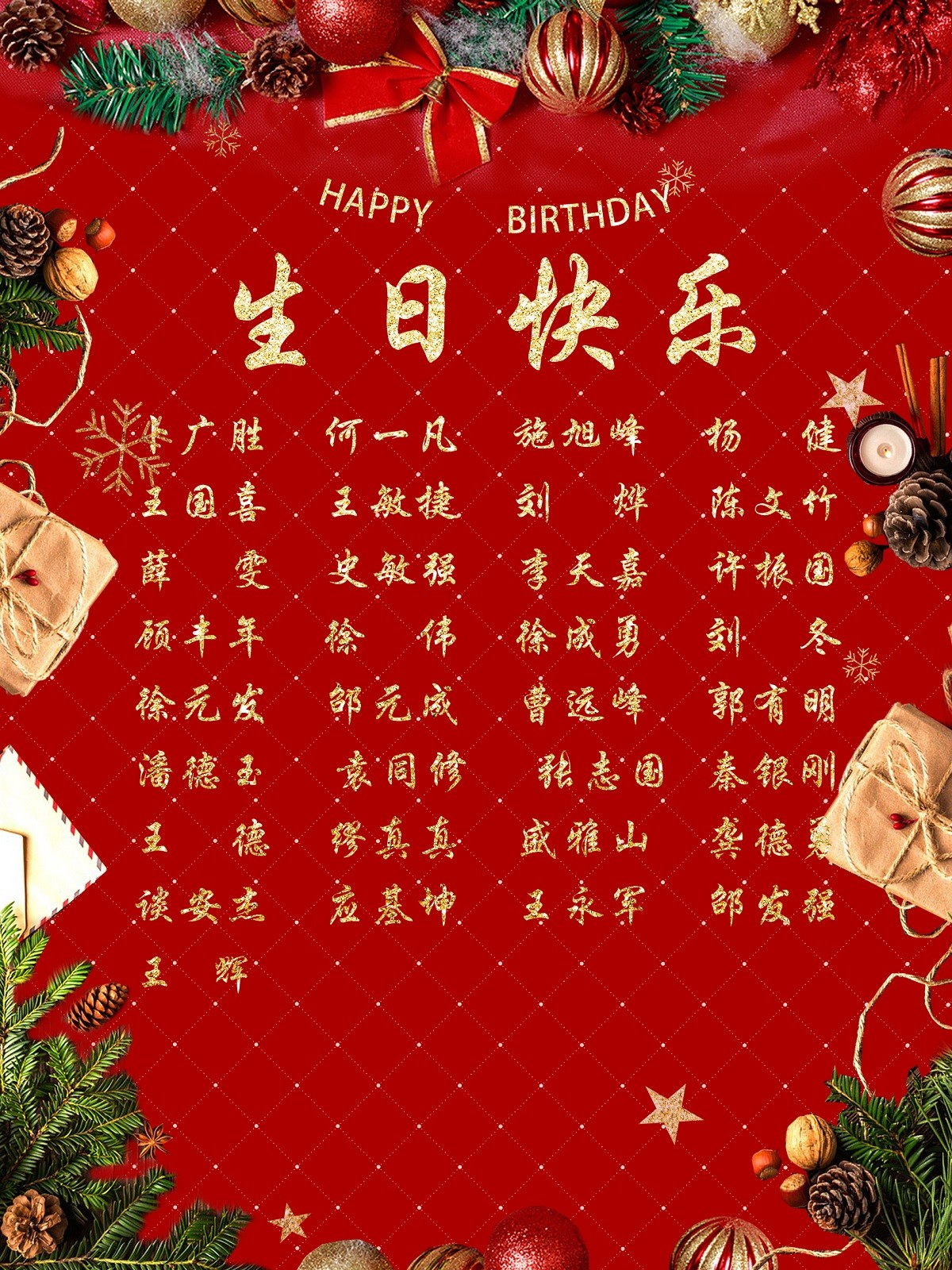 【生日祝福】恭祝12月生日的员工生日快乐！