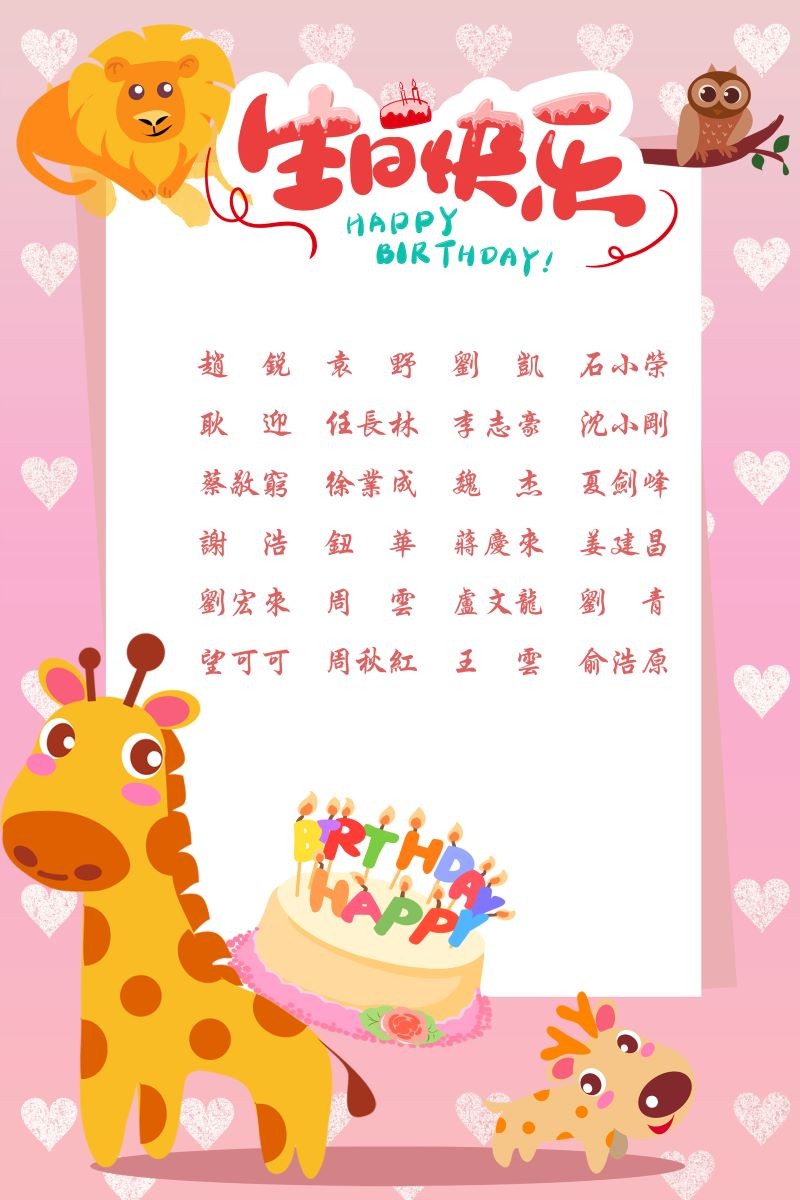 【生日祝福】恭祝08月生日的员工生日快乐！